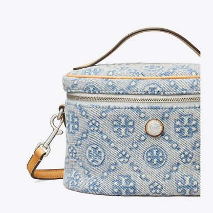 Tory Burch T Monogram Denim Soft Vanity Case Powder Blue