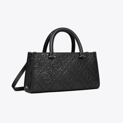 Tory Burch T Monogram Embossed Small East-West Tote Black
