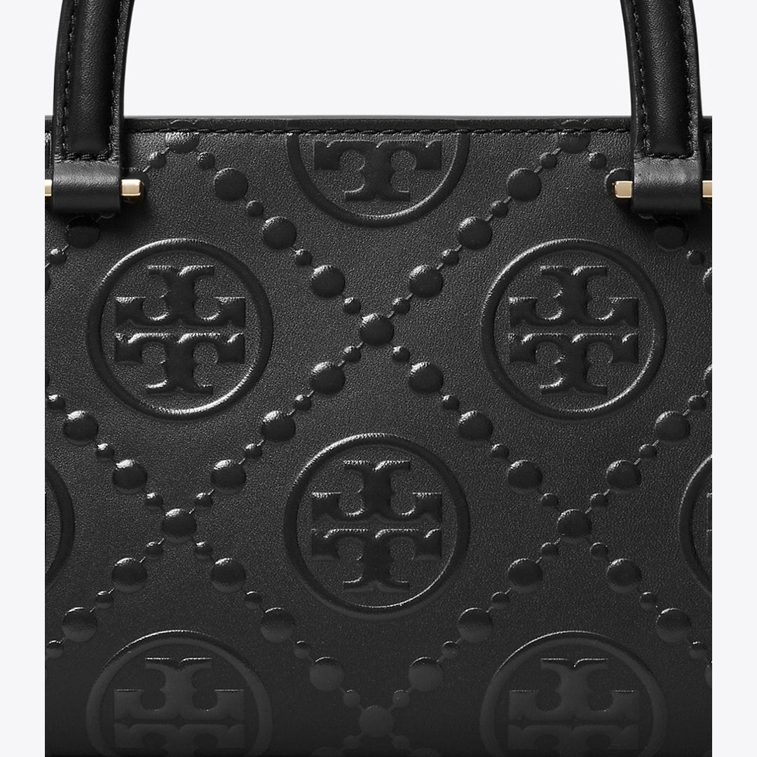 Tory Burch T Monogram Embossed Small East-West Tote Black