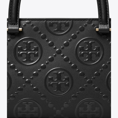 Tory Burch T Monogram Embossed Small East-West Tote Black