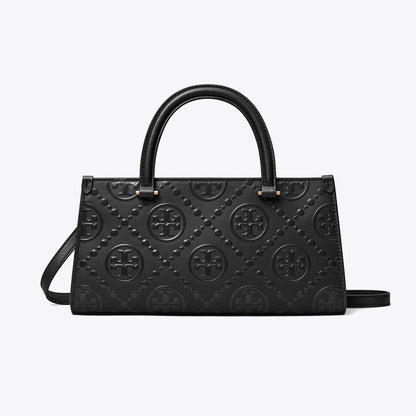 Tory Burch T Monogram Embossed Small East-West Tote Black