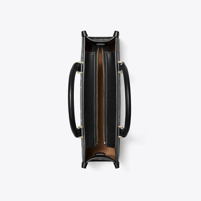 Tory Burch T Monogram Embossed Small East-West Tote Black