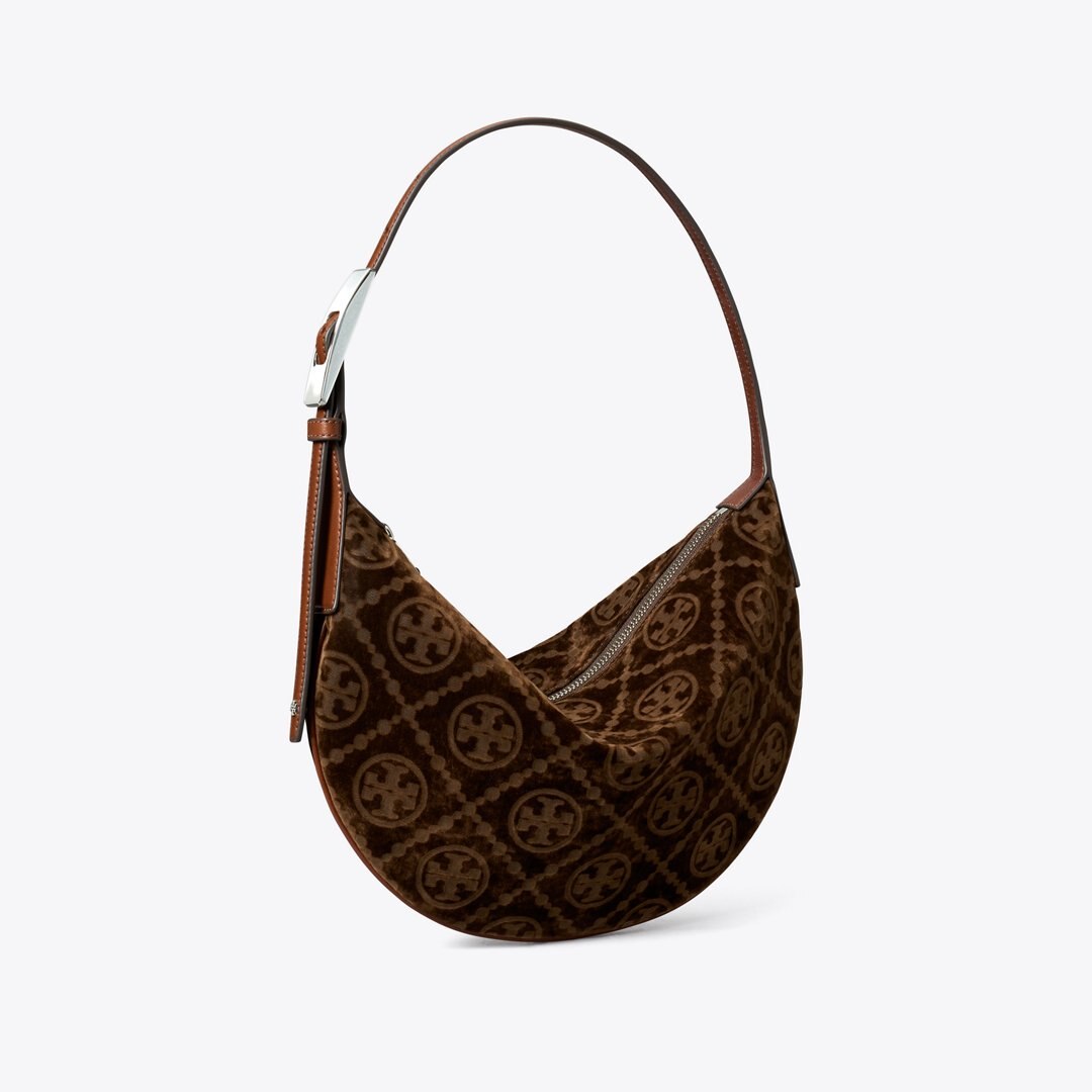 Tory Burch T Monogram Flocked Small Balloon Bag Sun Beige