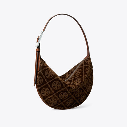 Tory Burch T Monogram Flocked Small Balloon Bag Sun Beige