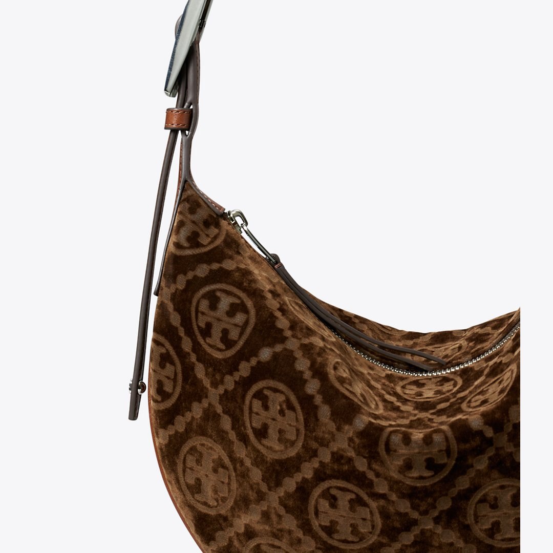 Tory Burch T Monogram Flocked Small Balloon Bag Sun Beige