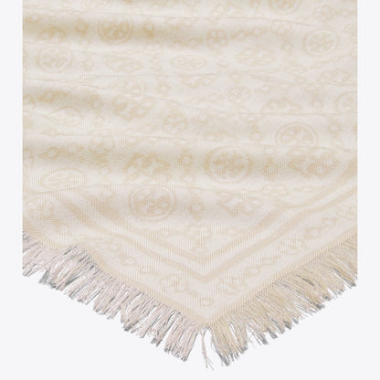 Tory Burch T Monogram Floral Oblong Scarf Ivory T Monogram