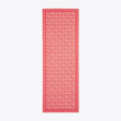 Tory Burch T Monogram Floral Oblong Scarf Red T Monogram