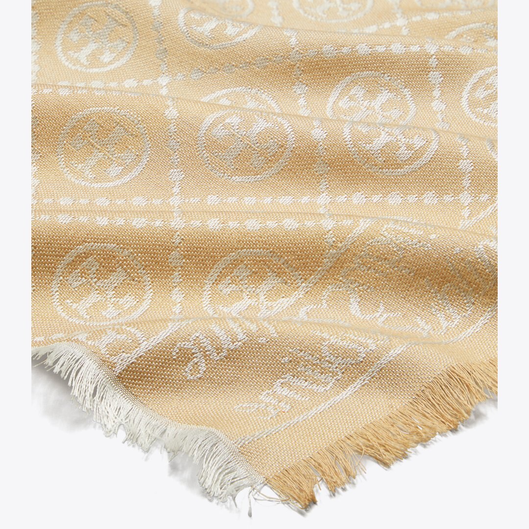 Tory Burch T Monogram Jacquard Oblong Scarf Fresh Clay
