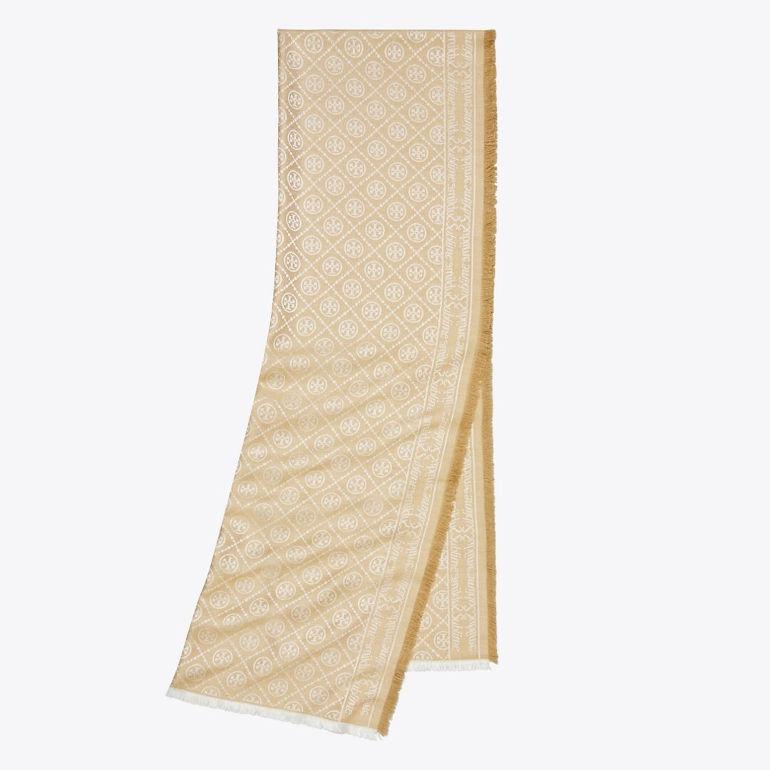 Tory Burch T Monogram Jacquard Oblong Scarf Fresh Clay