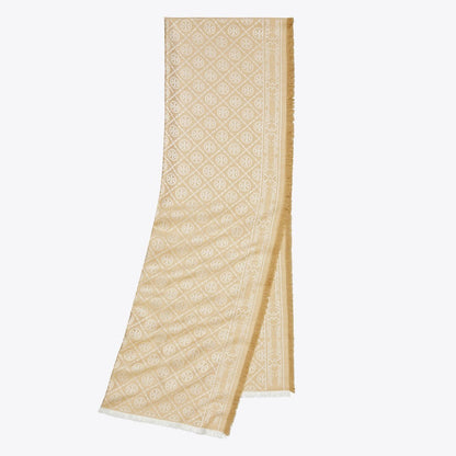 Tory Burch T Monogram Jacquard Oblong Scarf Fresh Clay
