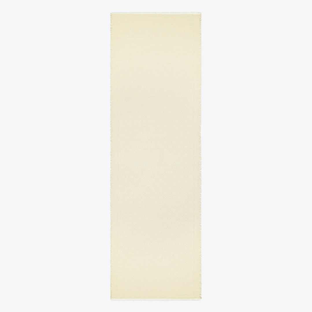 Tory Burch T Monogram Jacquard Oblong Scarf Light Cream