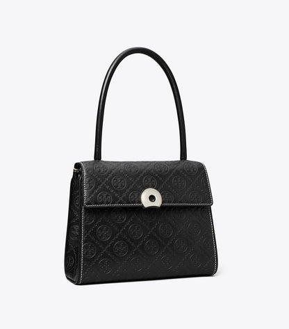 T Monogram Leather Small Deville Bag Black Black