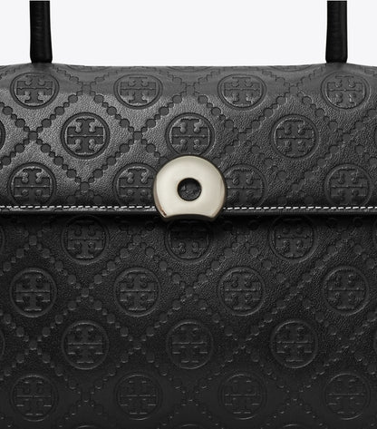 T Monogram Leather Small Deville Bag Black Black