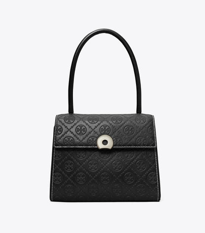 T Monogram Leather Small Deville Bag Black Black