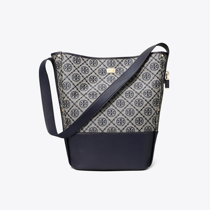 Tory Burch T Monogram Lock Slim Bucket Bag Tory Navy