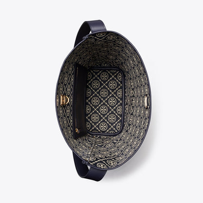 Tory Burch T Monogram Lock Slim Bucket Bag Tory Navy