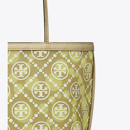Tory Burch T Monogram Mesh Dot Tote Khaki / Honeydew