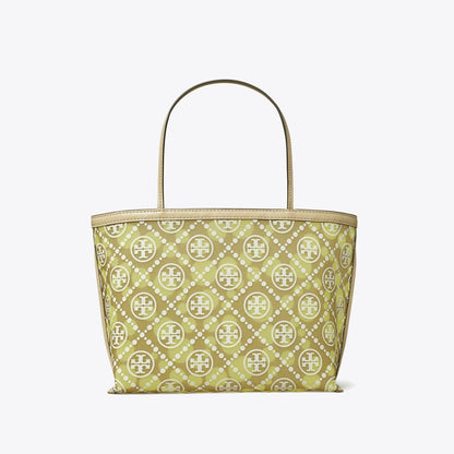 Tory Burch T Monogram Mesh Dot Tote Khaki / Honeydew