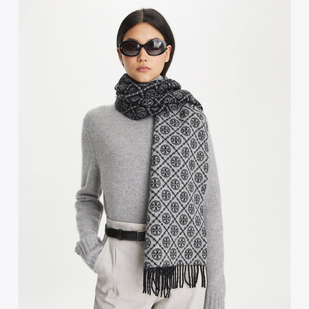Tory Burch T Monogram Oblong Scarf Tory Navy