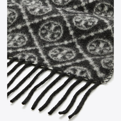 Tory Burch T Monogram Oblong Scarf Black