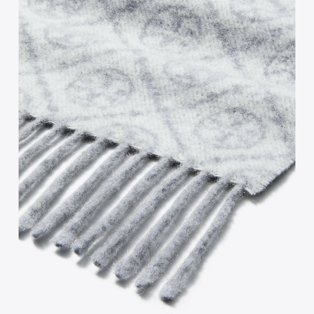 Tory Burch T Monogram Oblong Scarf Gray