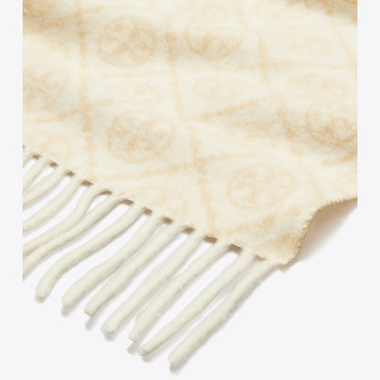 Tory Burch T Monogram Oblong Scarf Ivory