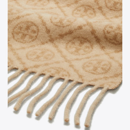 Tory Burch T Monogram Oblong Scarf Camel