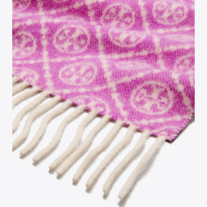 Tory Burch T Monogram Oblong Scarf Magenta