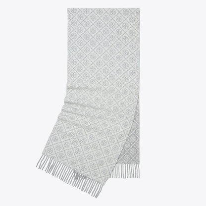 Tory Burch T Monogram Oblong Scarf Gray