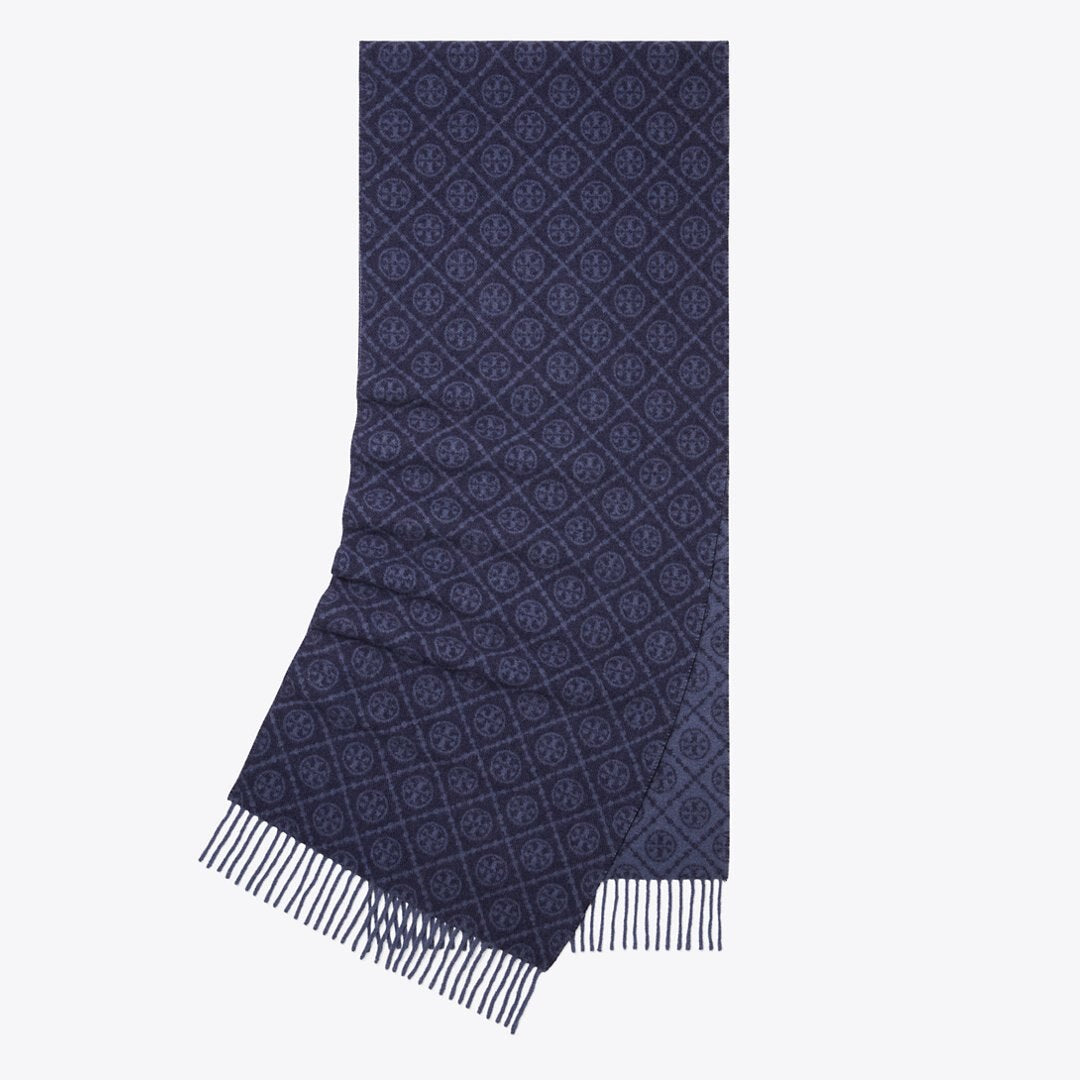 Tory Burch T Monogram Oblong Scarf Tory Navy