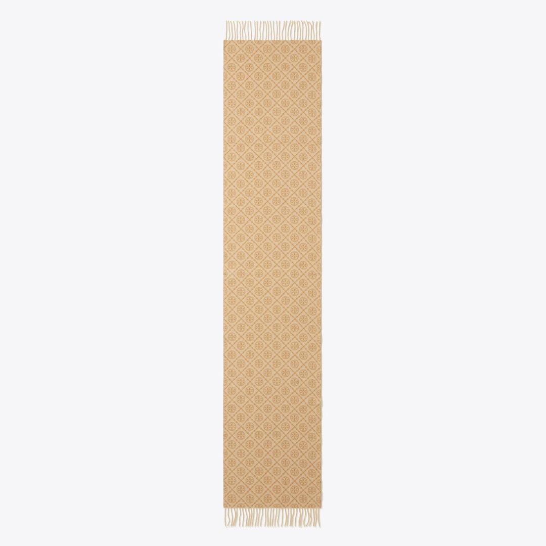 Tory Burch T Monogram Oblong Scarf Camel