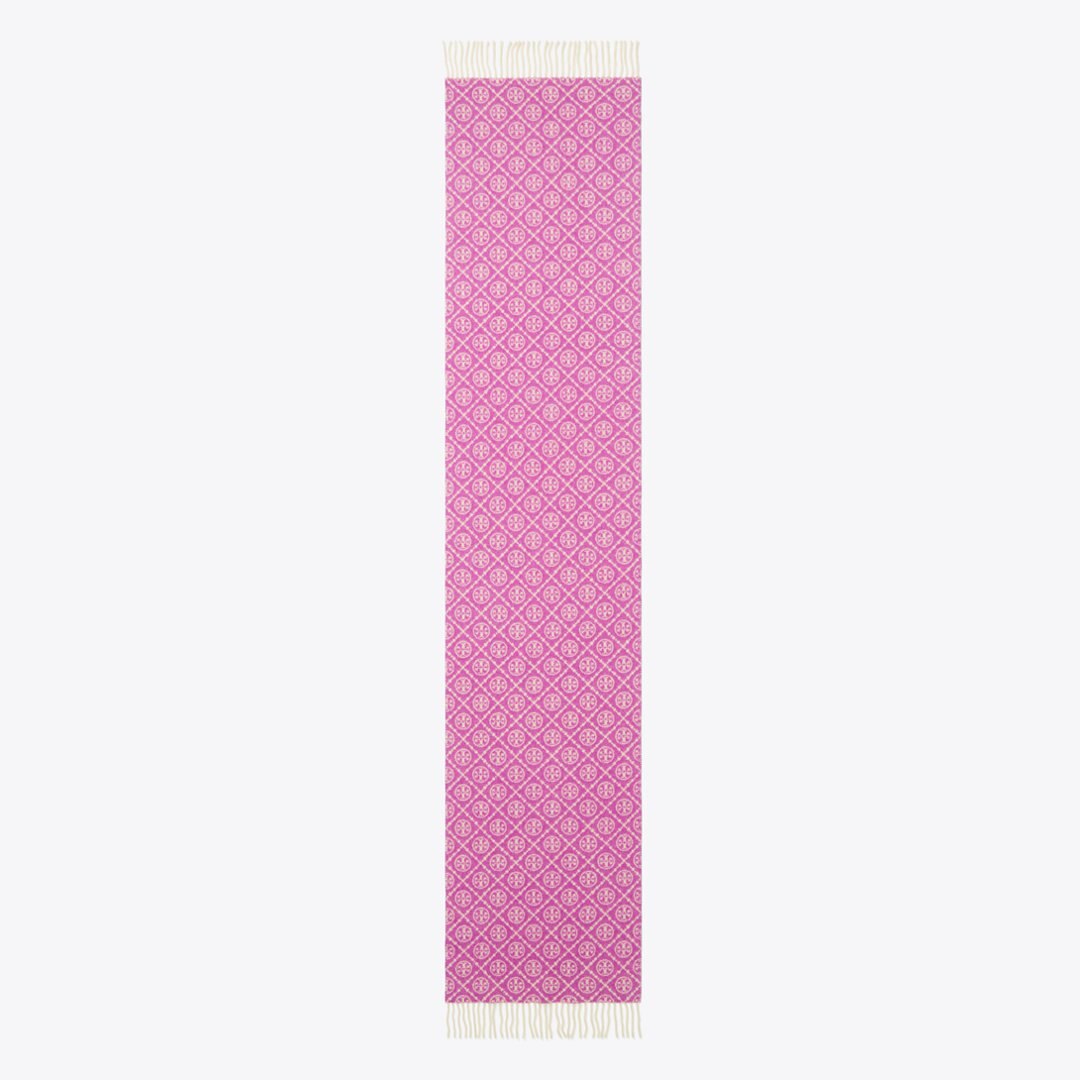 Tory Burch T Monogram Oblong Scarf Magenta