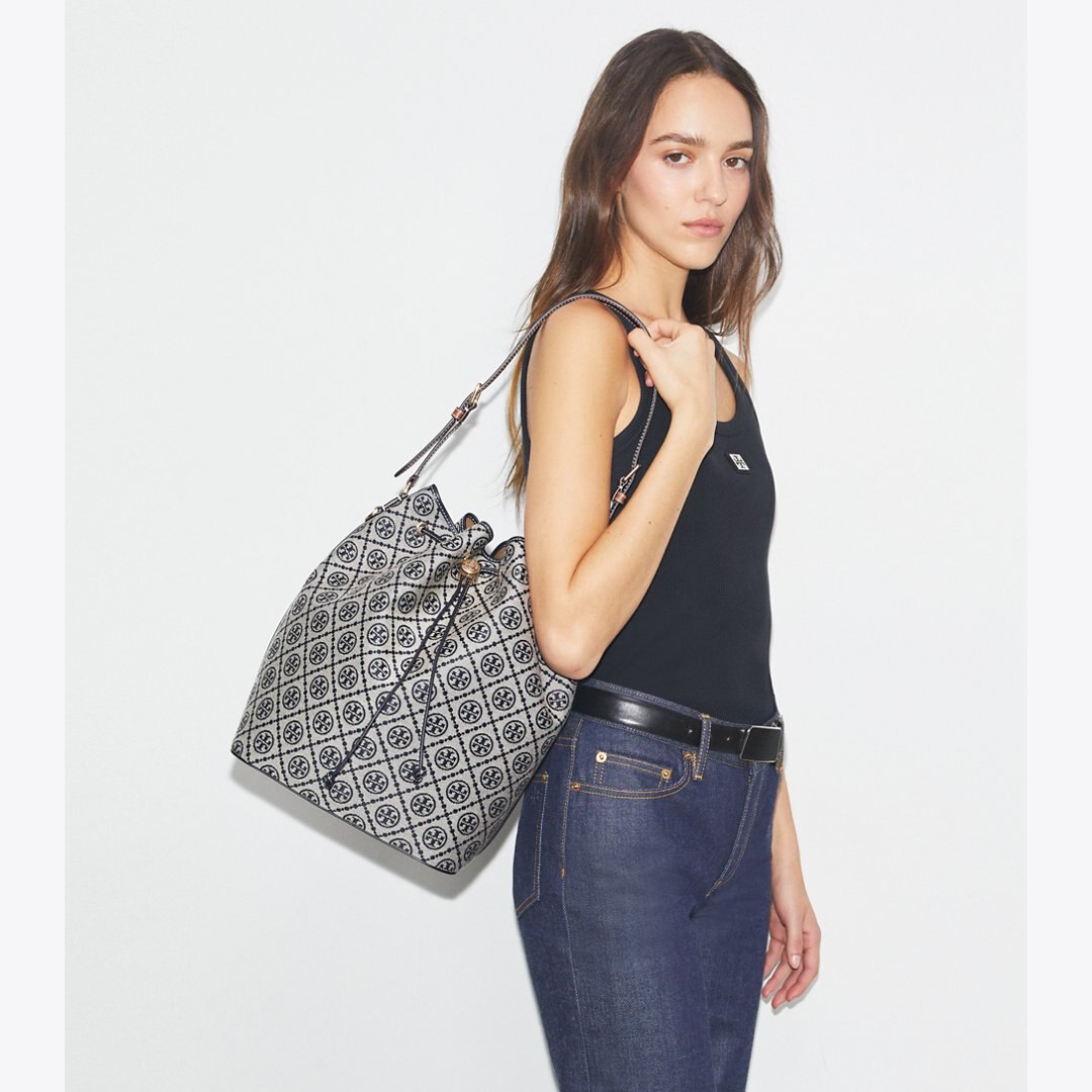 Tory Burch T Monogram Oversized Bucket Bag Tory Navy