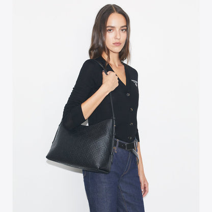 Tory Burch T Monogram Pebble Messenger Bag Black