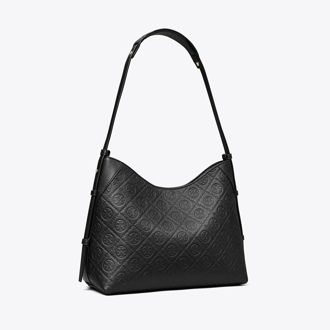 Tory Burch T Monogram Pebble Messenger Bag Black