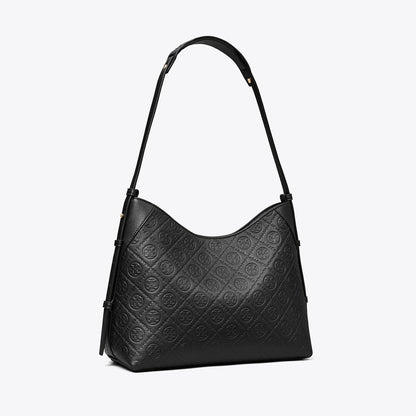 Tory Burch T Monogram Pebble Messenger Bag Black