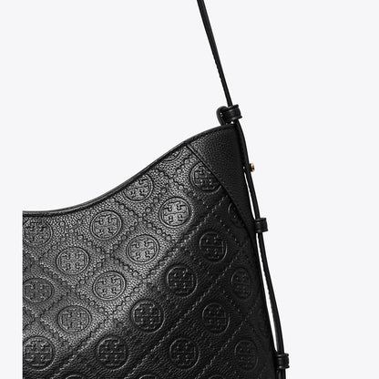 Tory Burch T Monogram Pebble Messenger Bag Black