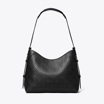 Tory Burch T Monogram Pebble Messenger Bag Black