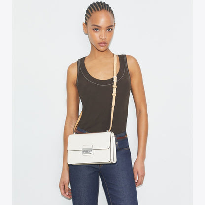 Tory Burch T Monogram Pebble Shoulder Bag Warm White