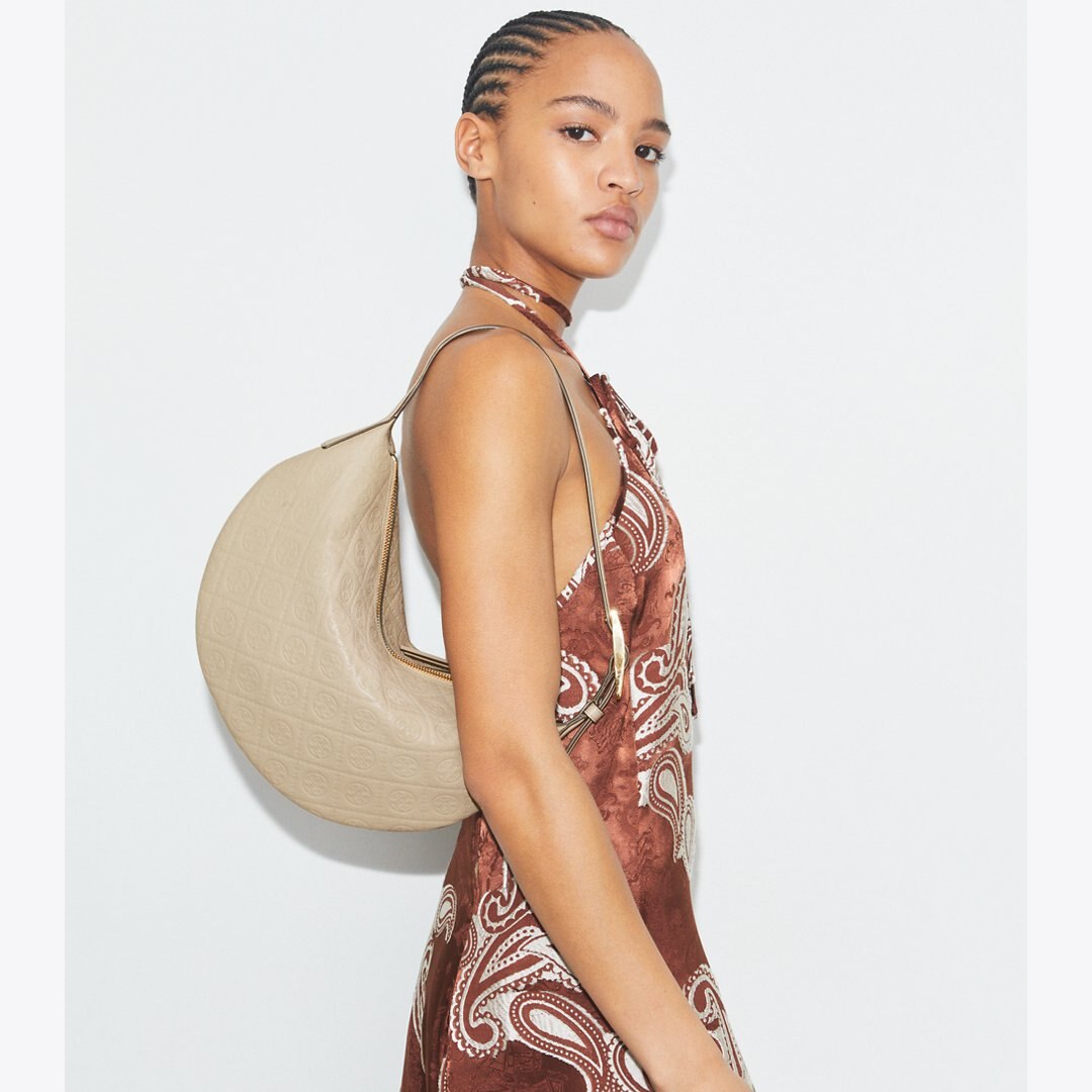 Tory Burch T Monogram Pebble Small Balloon Bag Fresh Clay