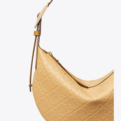 Tory Burch T Monogram Pebble Small Balloon Bag Biscotti