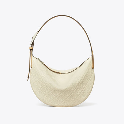 Tory Burch T Monogram Pebble Small Balloon Bag Warm White