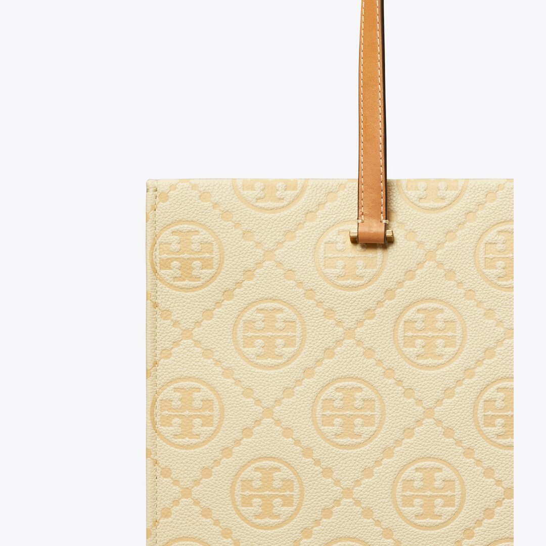 Tory Burch T Monogram Pebble Tote Biscotti