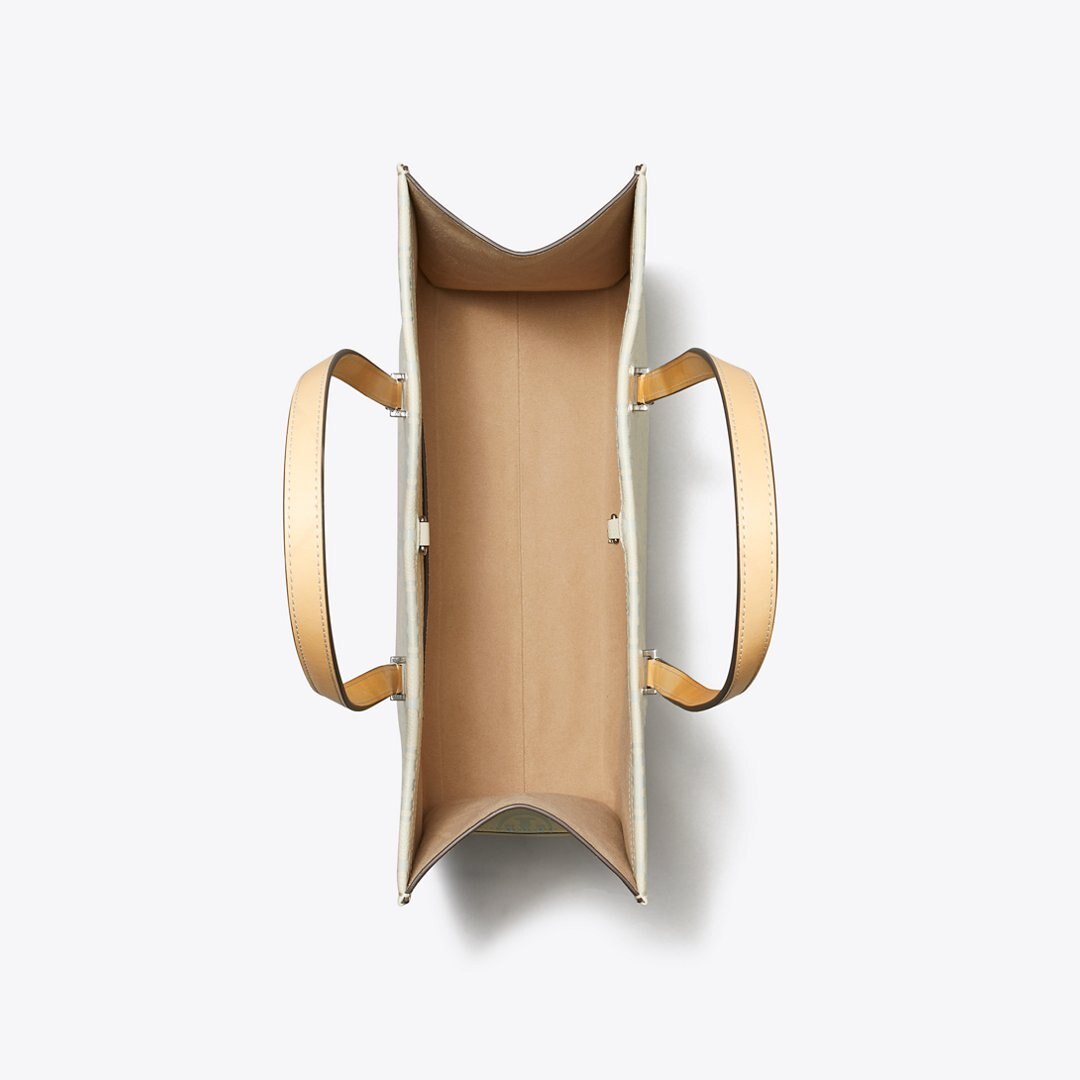 Tory Burch T Monogram Pebble Tote Light Titanium