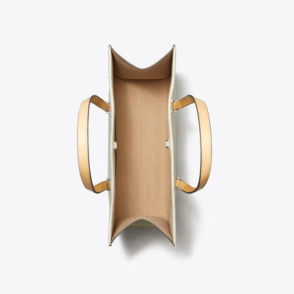 Tory Burch T Monogram Pebble Tote Light Titanium