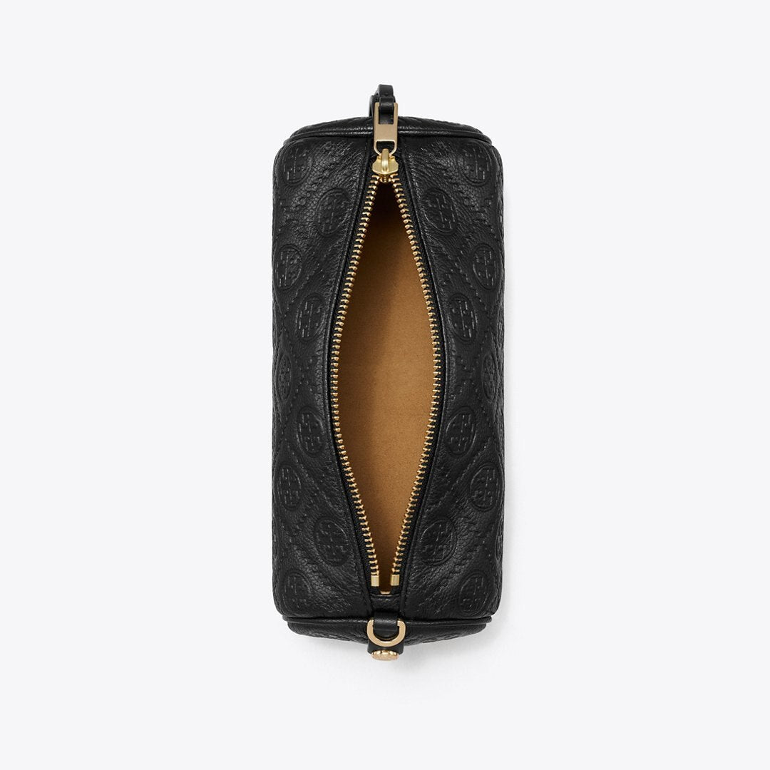 Tory Burch T Monogram Pebbled Cylinder Bag Black
