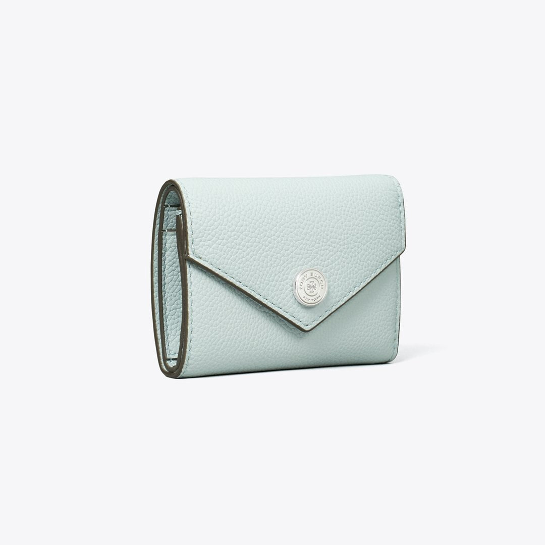 Tory Burch T Monogram Pebbled Small Envelope Wallet Light Sea