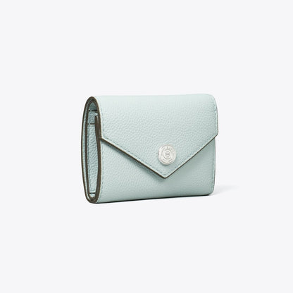 Tory Burch T Monogram Pebbled Small Envelope Wallet Light Sea