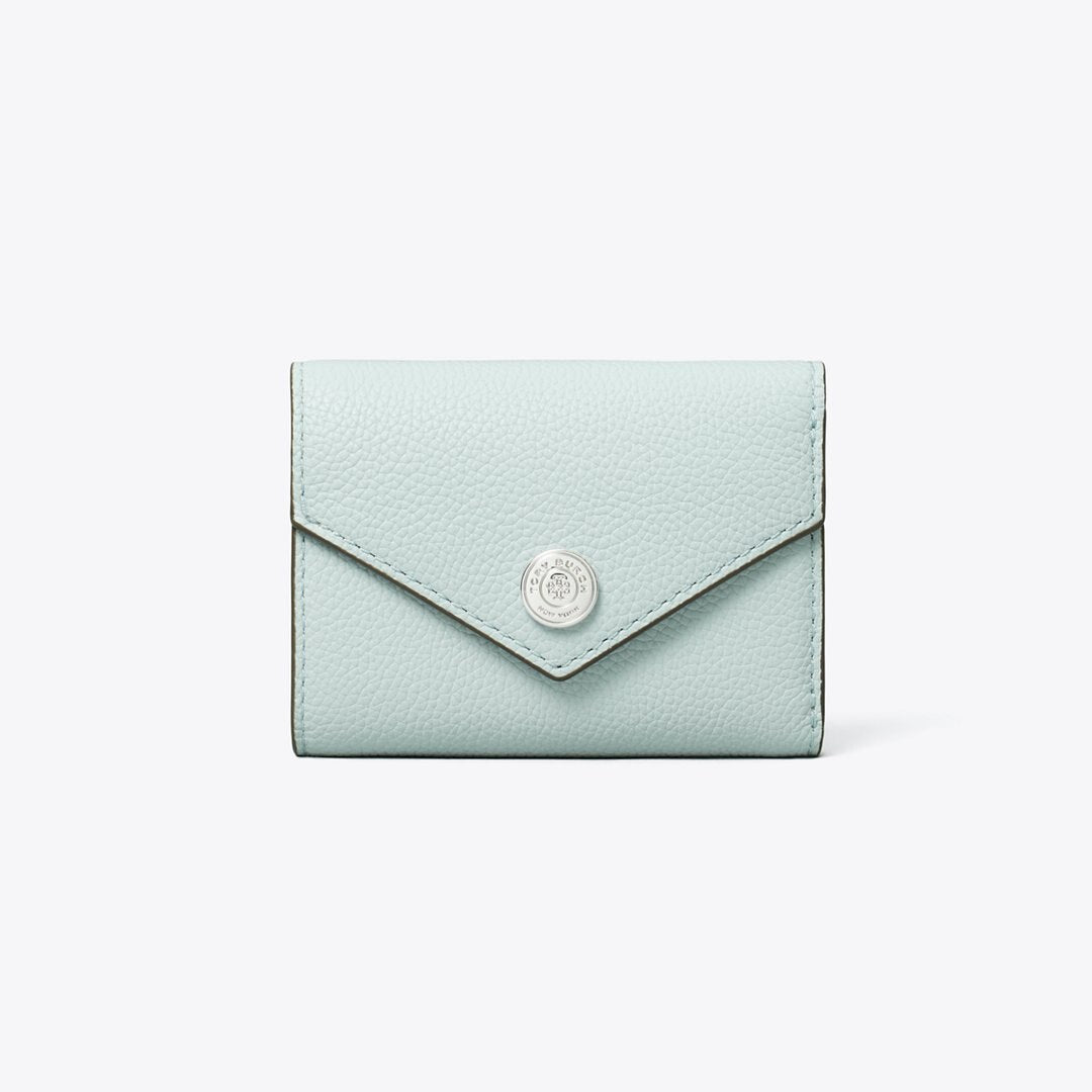 Tory Burch T Monogram Pebbled Small Envelope Wallet Light Sea