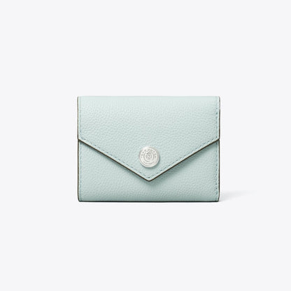 Tory Burch T Monogram Pebbled Small Envelope Wallet Light Sea